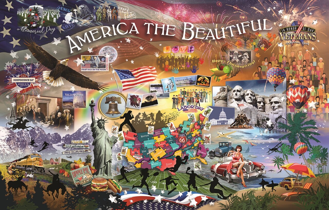 Sunsout An American Collage 1000 pc Fourth of July Jigsaw Puzzle 51720